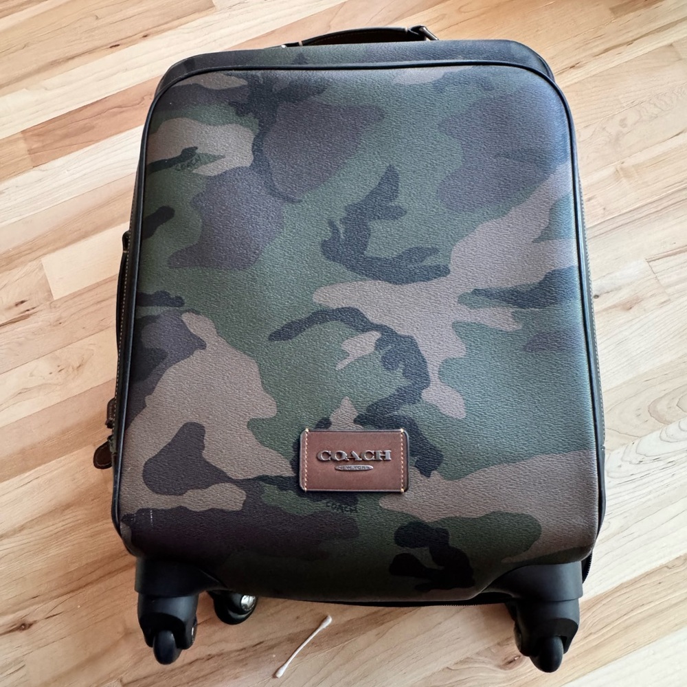 Coach Green and Brown Camouflage Rolling Luggage